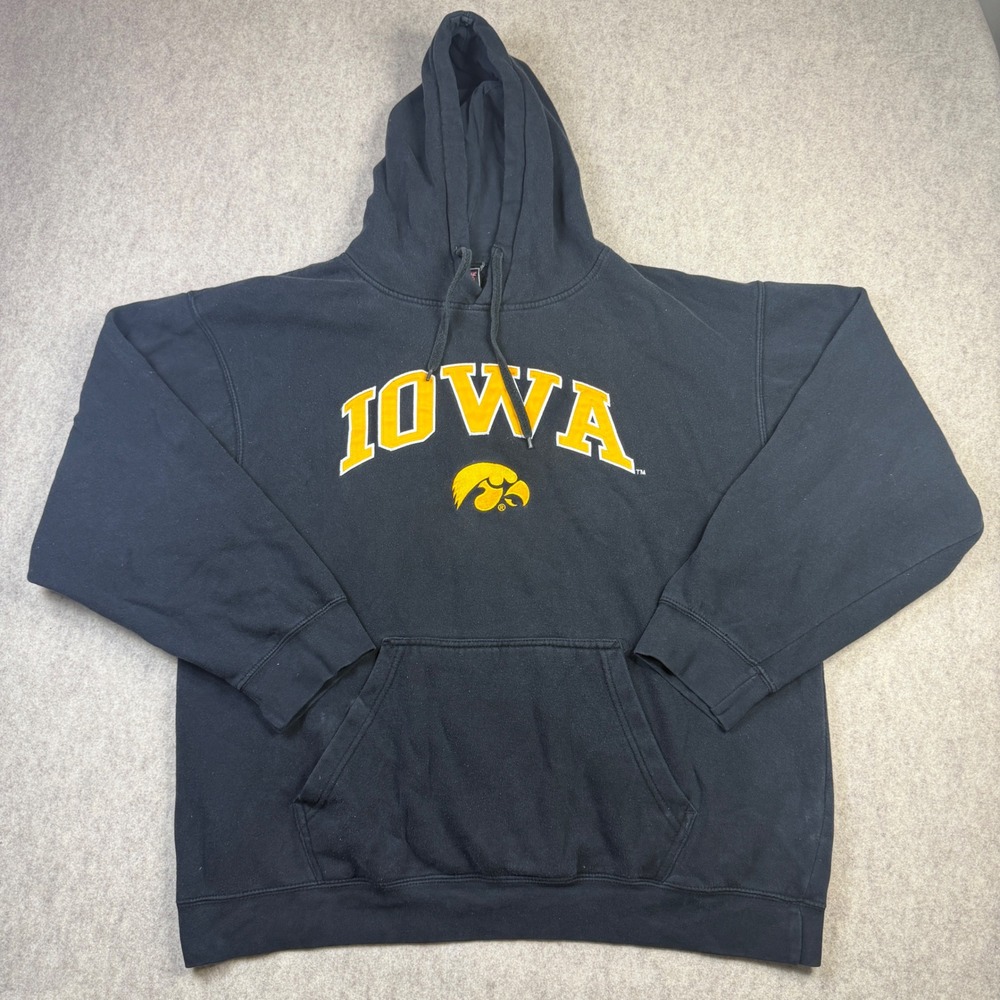 Genuine Stuff Iowa Hawkeyes Hoodie Black Yellow Mens XL Sweatshirt NCAA Football